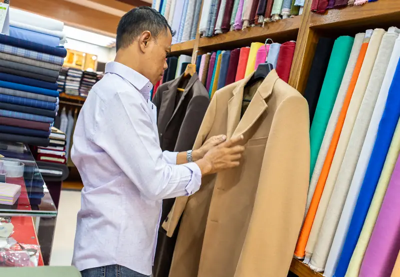 Custom jacket with pick-stitched lapel, Patong bespoke tailoring (Ref 9734)