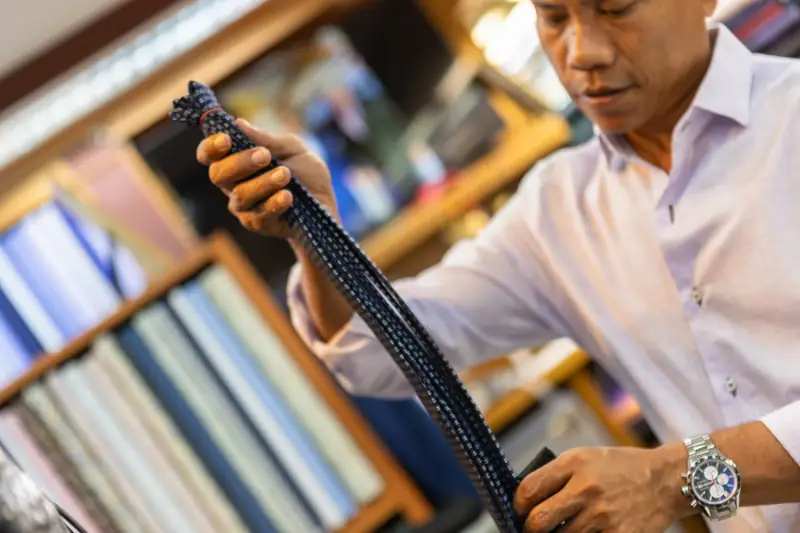 Tropical-weight bespoke suit ready for collection, Patong tailor (Ref 9743)