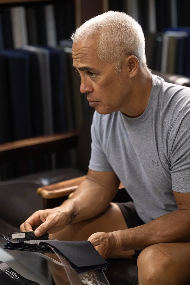 Behind-the-scenes at our Patong workshop with the senior tailor (Ref 6299)