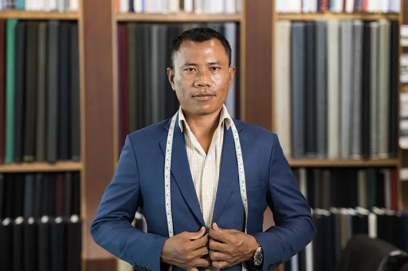 First fitting of a custom two-piece suit, Patong tailor (Ref 6497)