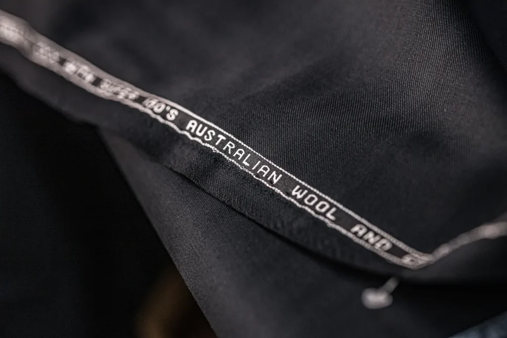 Selvedge marked Super 130s Australian wool on suit cloth